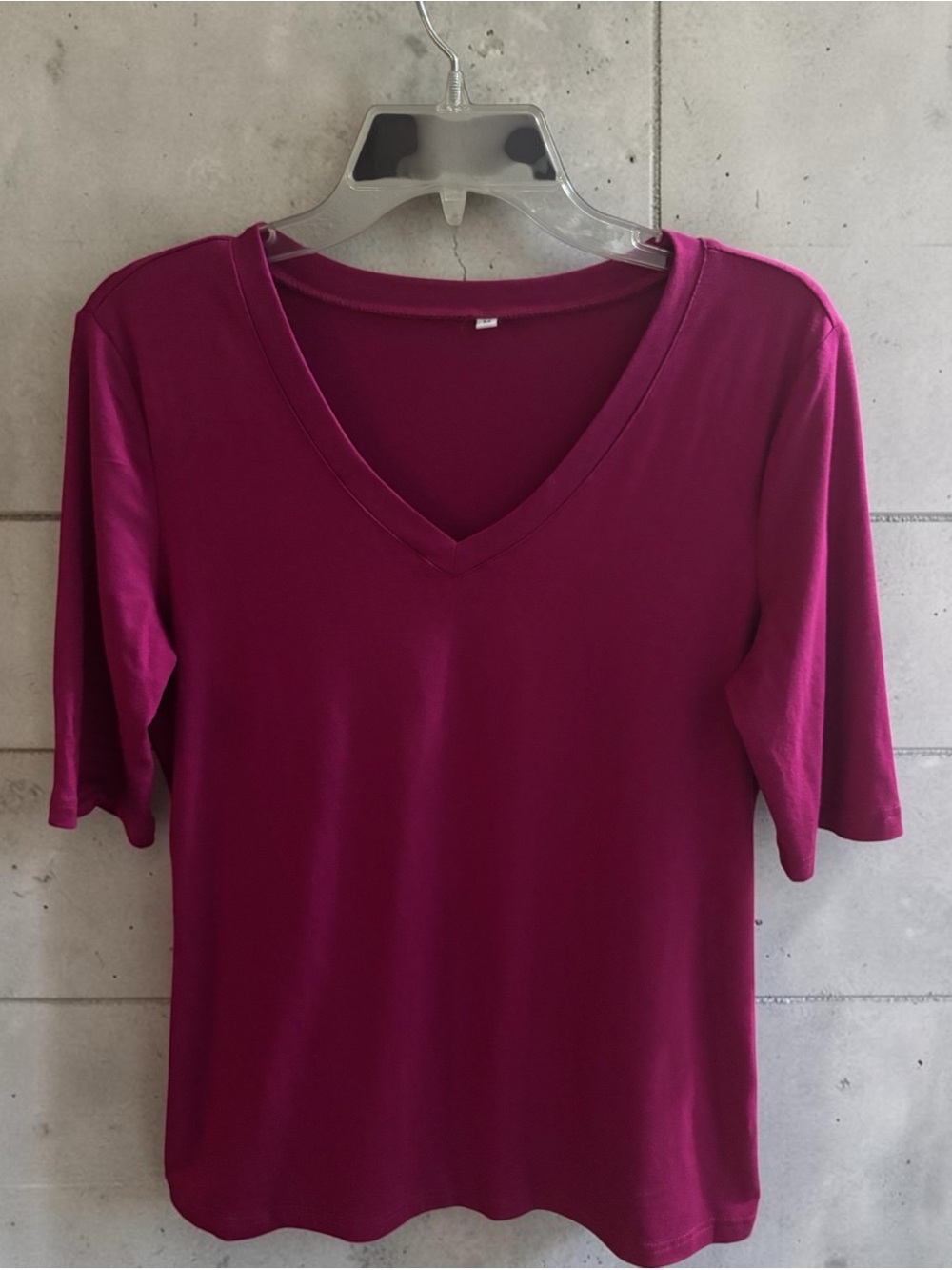 Amazon Women's Short Sleeve V-Neck Top - Deep Magenta